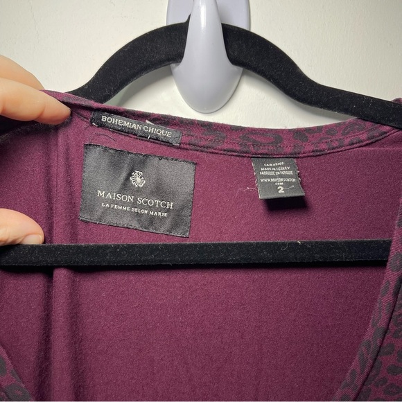 Scotch and soda Women’s Purple Leopard print 3/4 sleeves cotton dress in size 2 - Picture 4 of 7